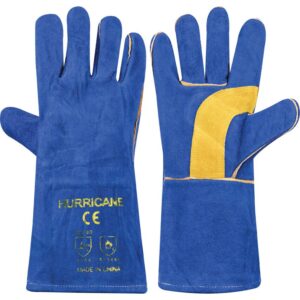 Hurricane Blue Leather Welding Gauntlets