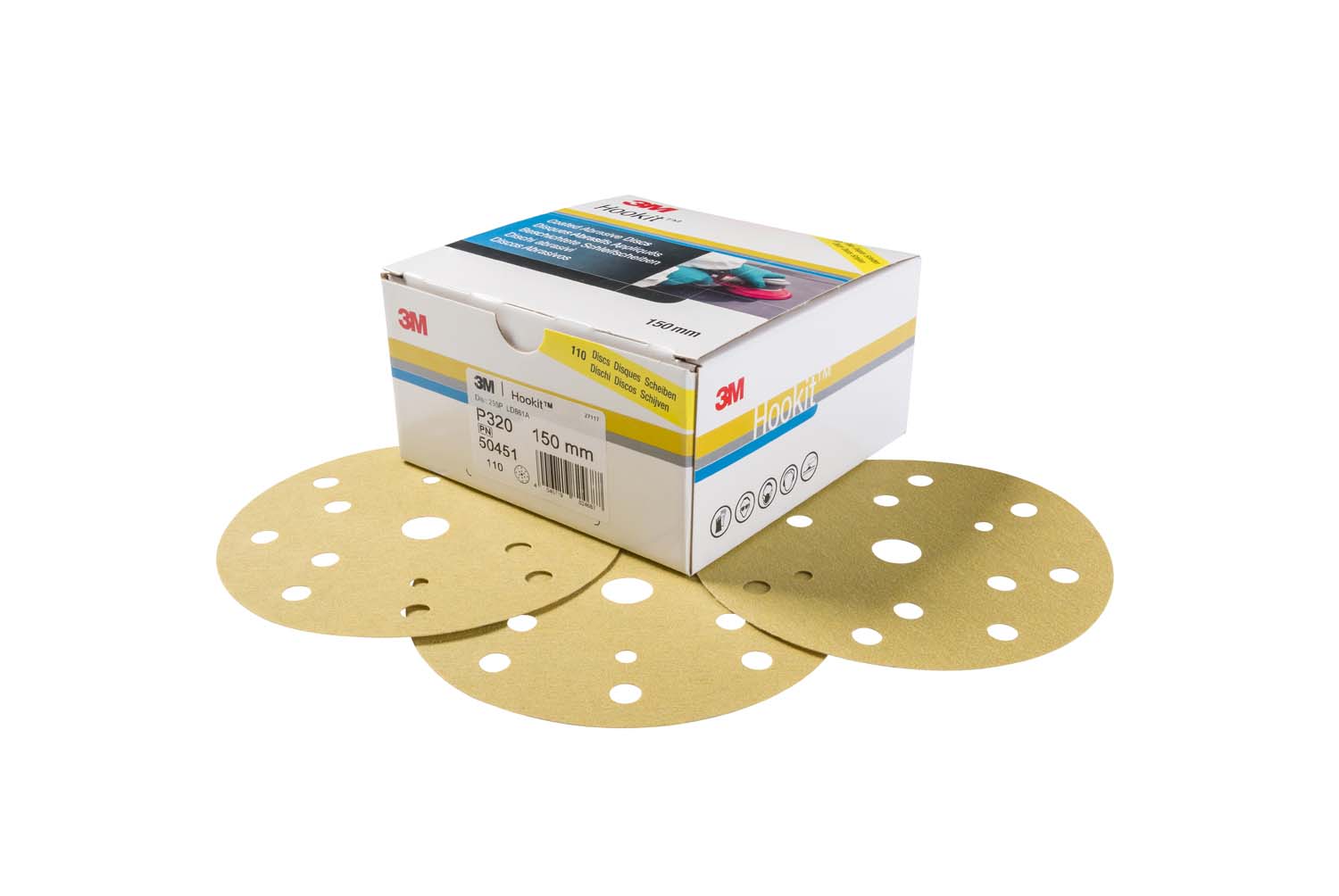3M Gold Hookit Discs 255P 150mm (100)